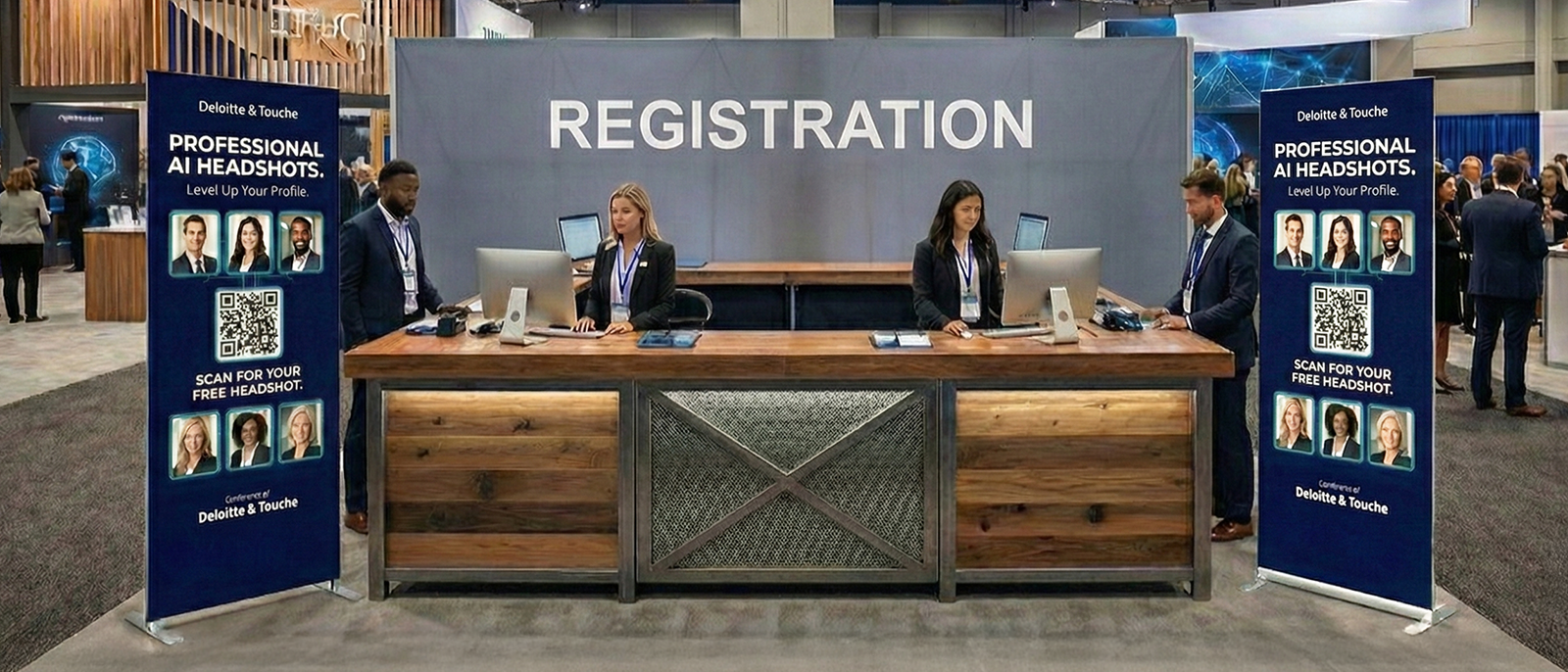 banner stand registration desk web