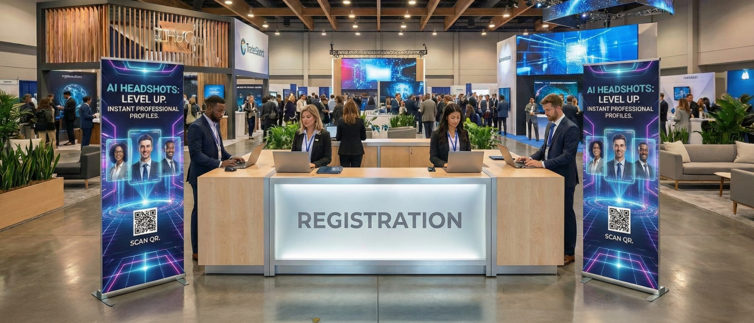 qr code banner stand for ai headshot software