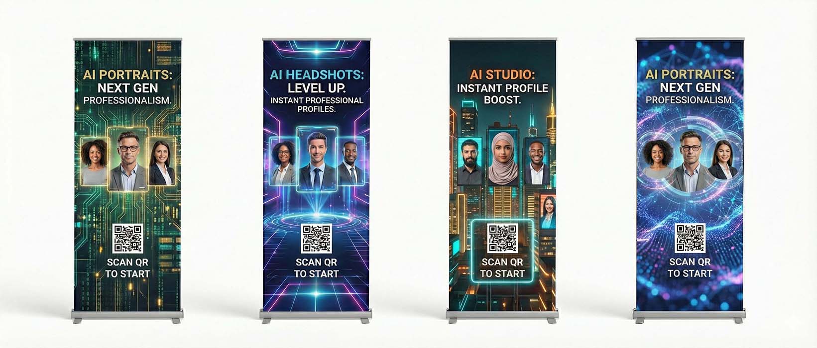 qr code banner stands